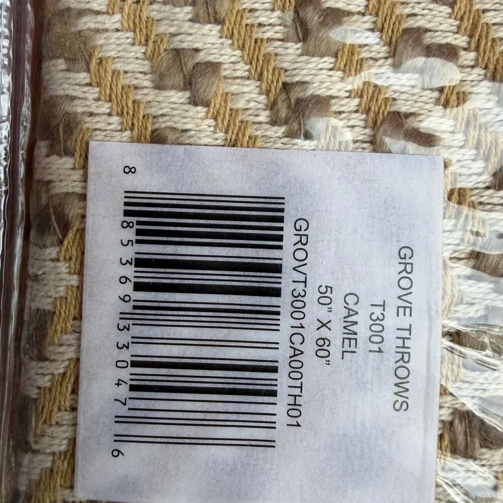 Loloi X Ed Ellen Degeneres $109 woven throw blanket CAMEL 50x60 NWT